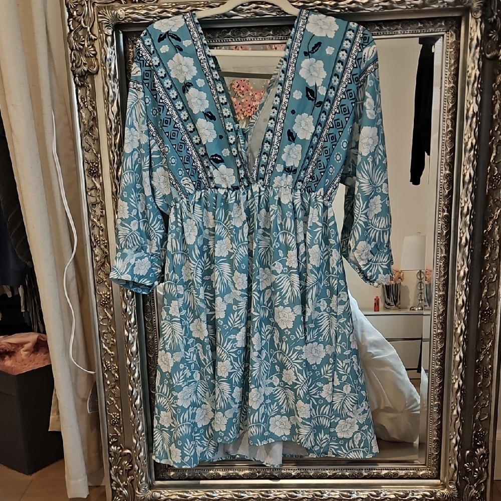 Floral Blue Mini Dress